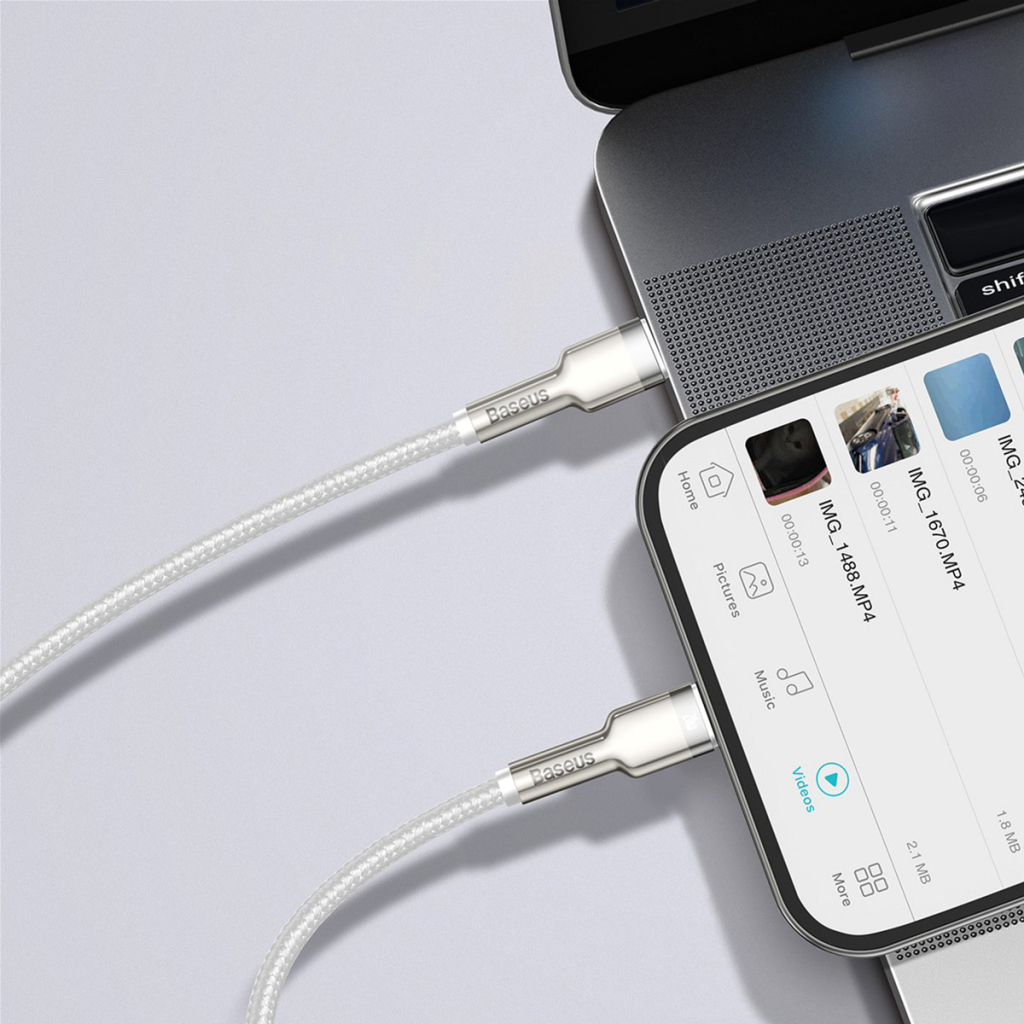 Кабель USB-C to Lightning 1.0m Cafule Metal PD 20W white Baseus (CATLJK-A02) фото11
