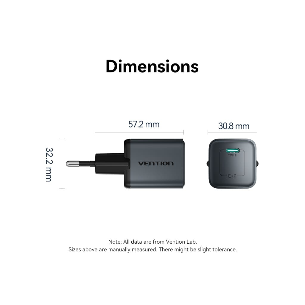Зарядний пристрій Vention USB-C PD20W GaN gray (FEVH0-EU) фото12