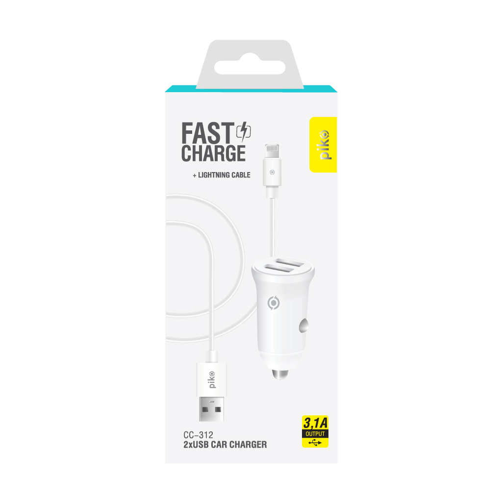 Зарядний пристрій Piko CC-312 (2USB3,1A) + Lightning cable (1283126538810) фото2