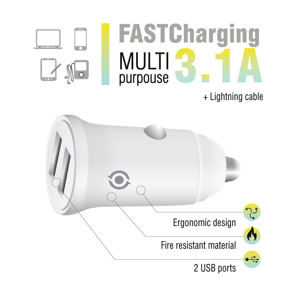 Зарядний пристрій Piko CC-312 (2USB3,1A) + Lightning cable (1283126538810) фото3