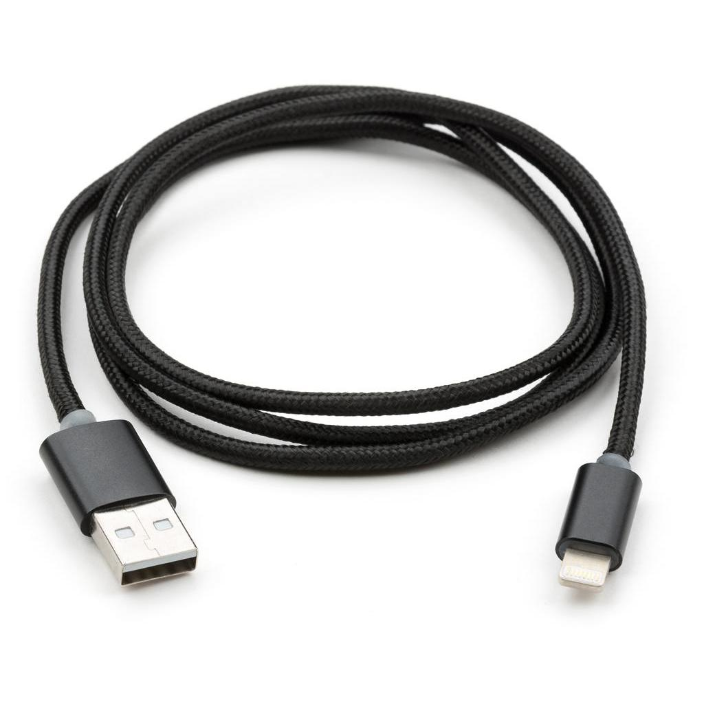 Кабель USB 2.0 AM to Lightning 1m LED black Vinga (VCPDCLLED1BK) фото2