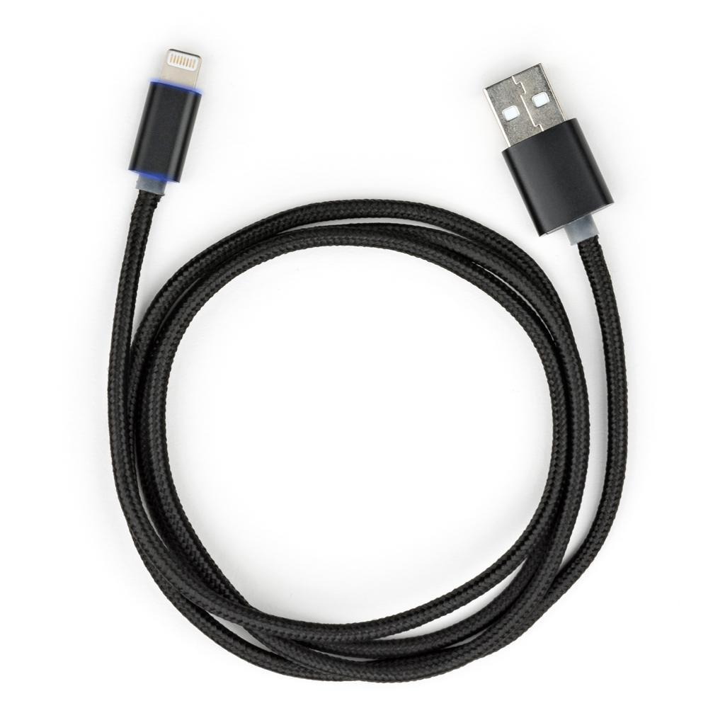 Кабель USB 2.0 AM to Lightning 1m LED black Vinga (VCPDCLLED1BK) фото3