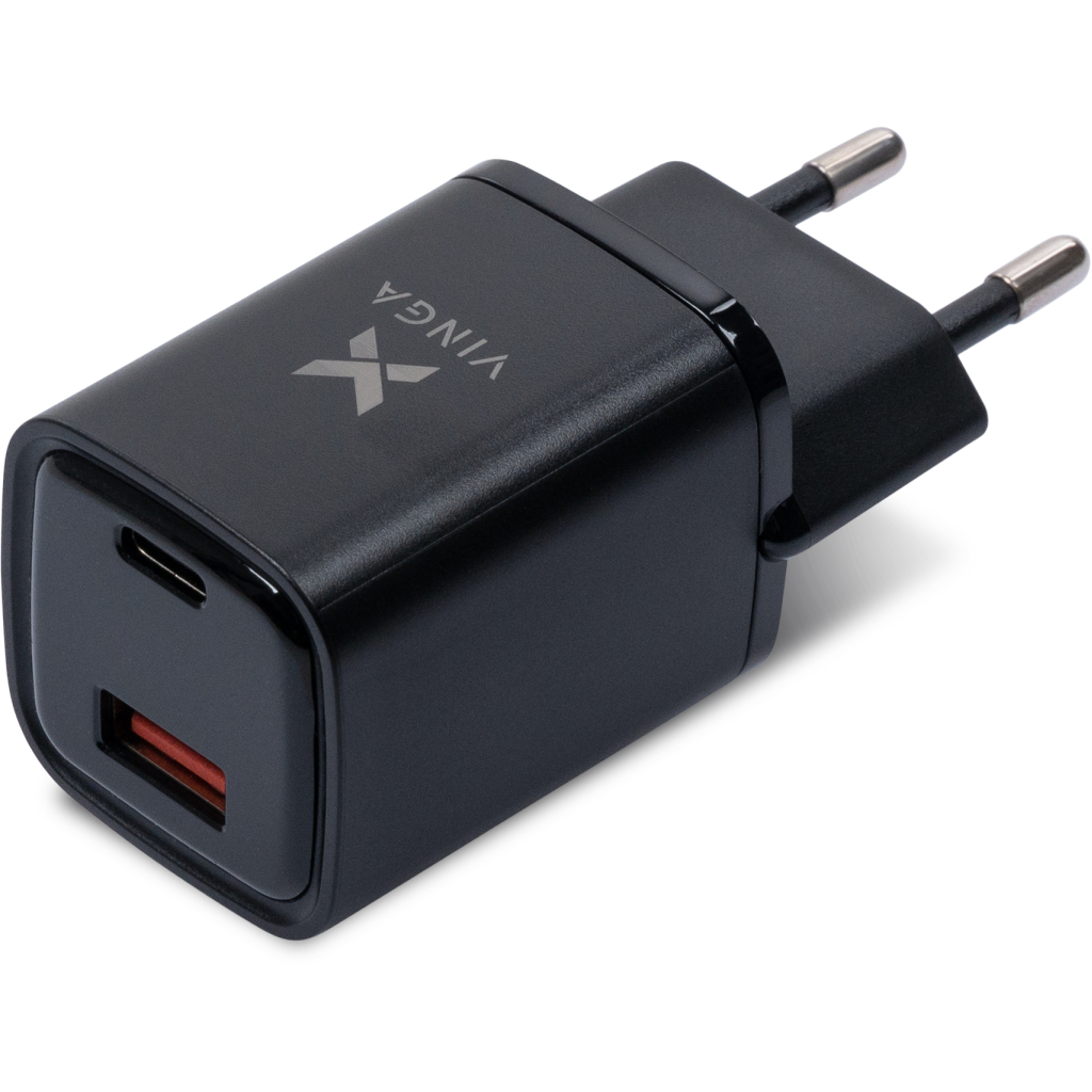 Зарядний пристрій Vinga USB-C PD30W + USB-A QC30W Display 33W Max (VCR30ACDB) фото2