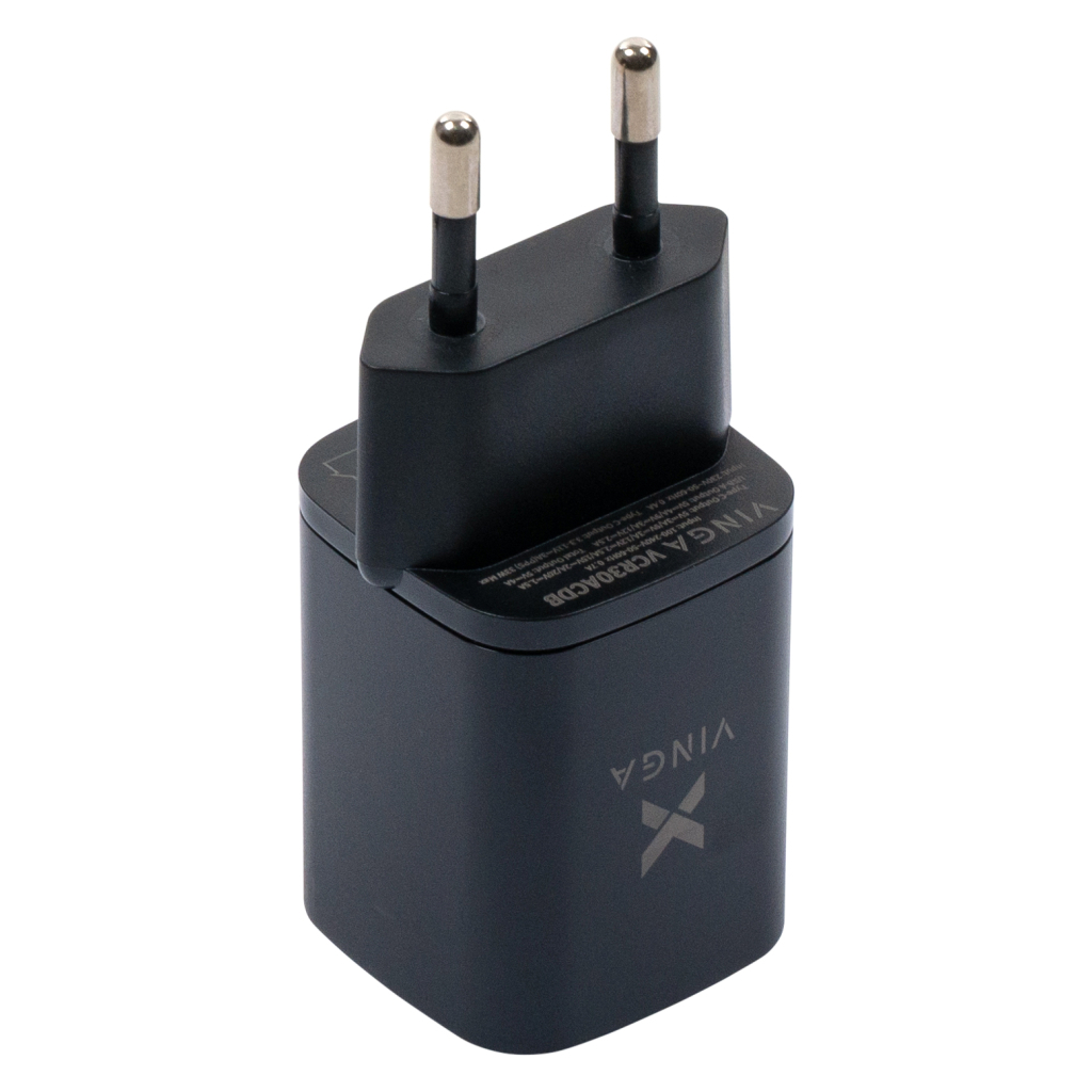 Зарядний пристрій Vinga USB-C PD30W + USB-A QC30W Display 33W Max (VCR30ACDB) фото4