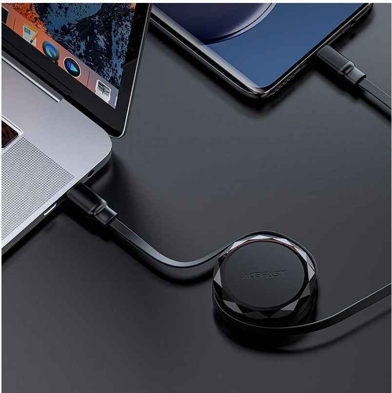Кабель USB-C to USB-C 0.8m 60W dual retraction C13-03 Black Acefast (6974316280132) фото6
