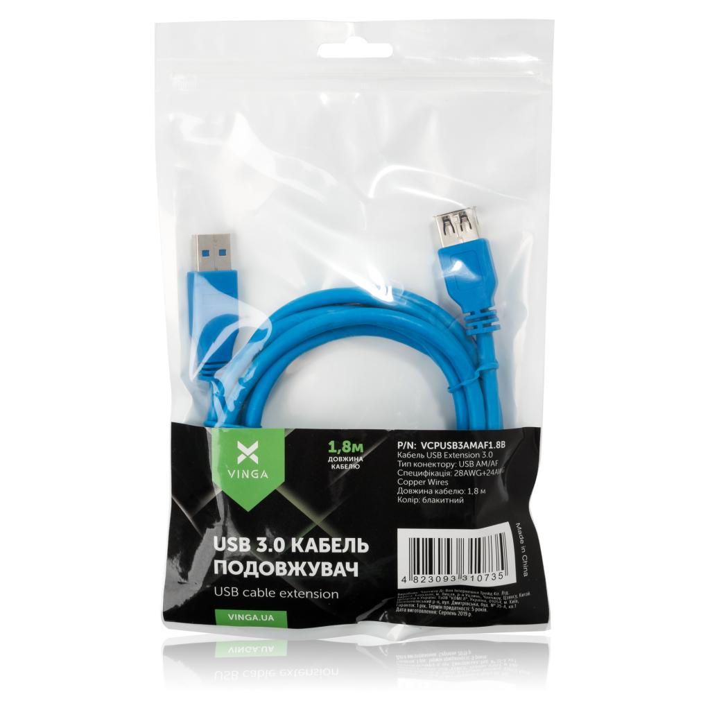 Кабель USB 3.0 AM/AF 1.8m Vinga (VCPUSB3AMAF1.8B) фото3