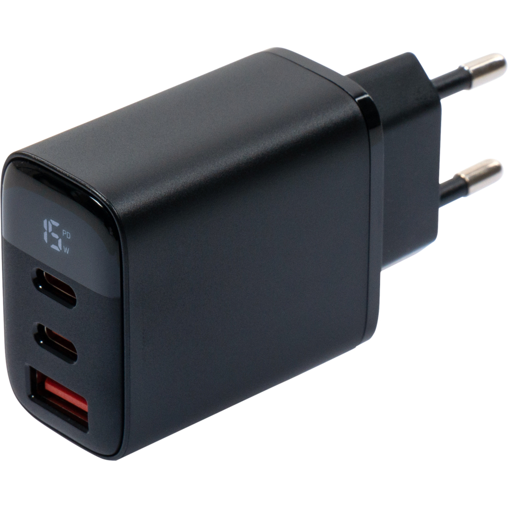Зарядний пристрій Vinga 2xUSB-C PD30W + USB-A QC30W Display 30W Max (VCR30ACCDB) фото