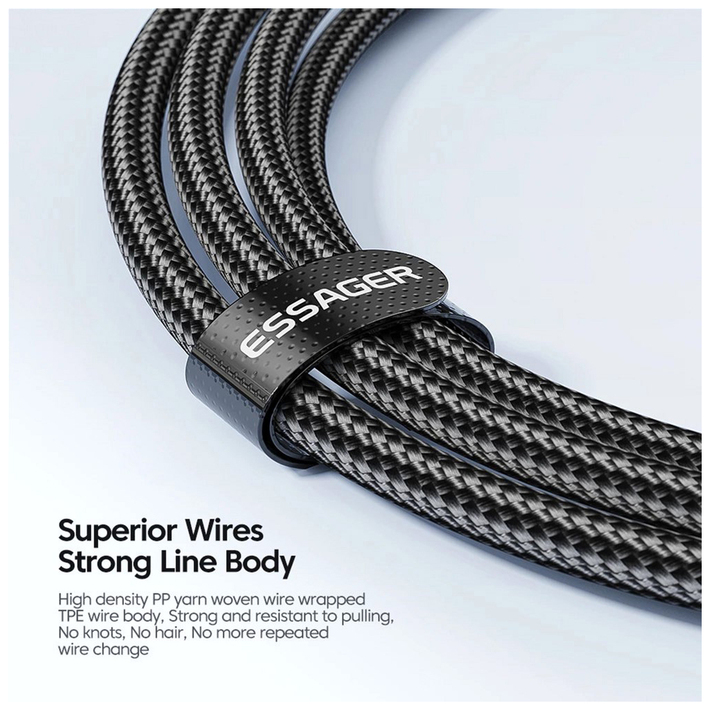 Кабель USB-C to USB-C 3.0m 100W black Essager (EXCTT1-XCC01) фото3