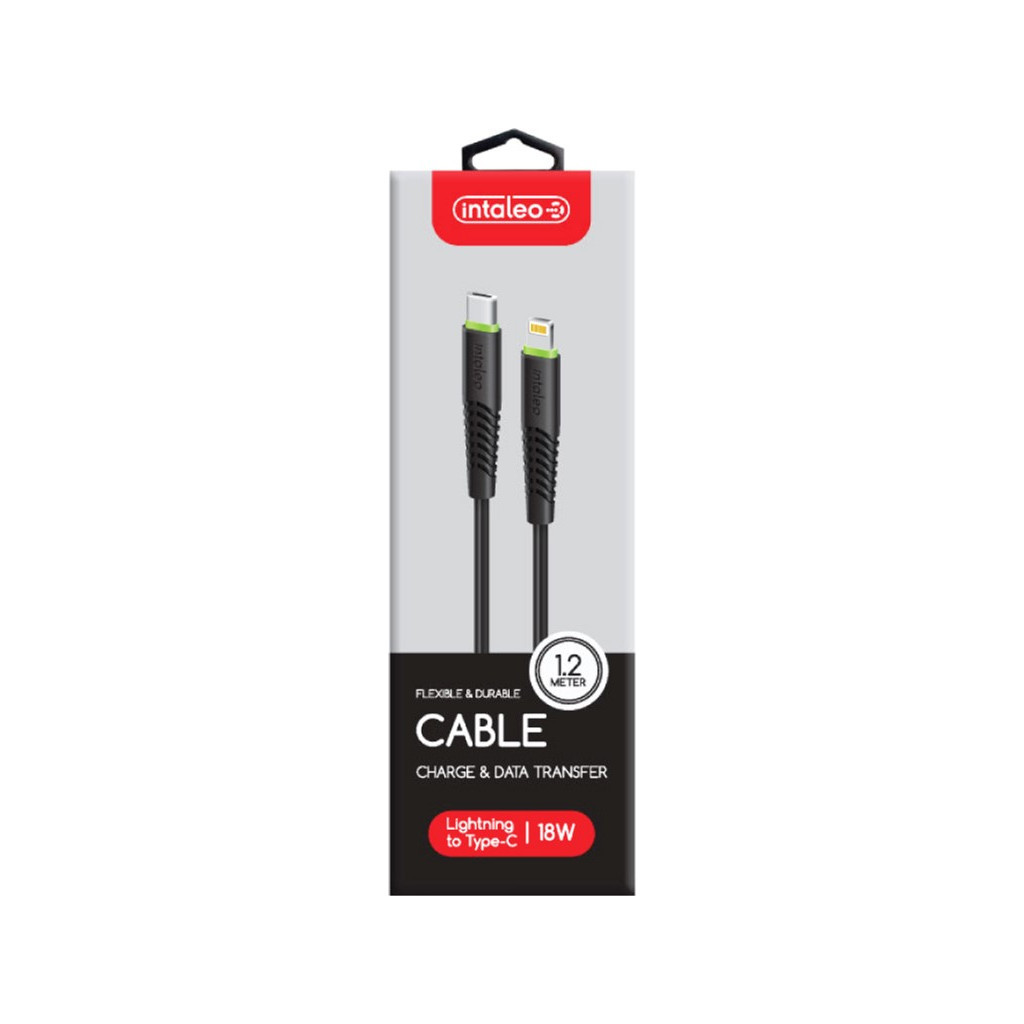 Кабель USB-C to Lightning 1.2m CBFLEXTL1 18W black Intaleo (1283126542459) фото2