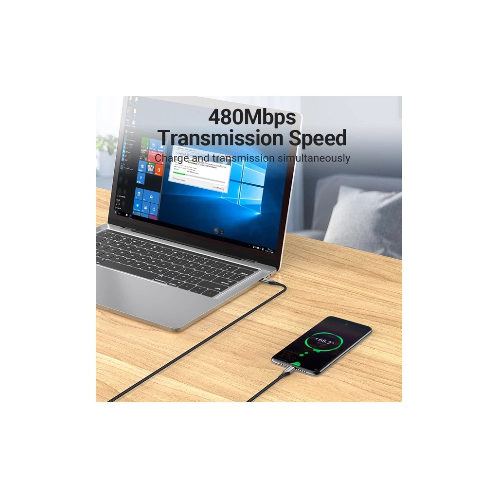 Кабель USB-C to USB-C 2.0m 5A aluminum gray Vention (TAEHH) фото7