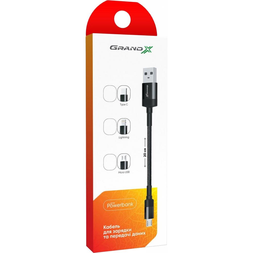 Кабель USB 2.0 AM to Lightning 0.2m Grand-X (FM-20L) фото