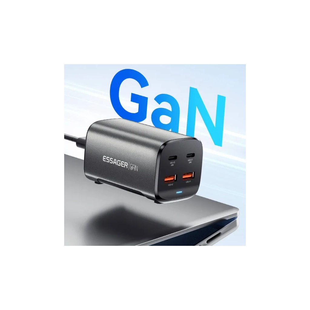 Зарядний пристрій Essager 2xUSB-C + 2xUSB 67W GaN (ECT2AC-JYB0G-Z) фото6