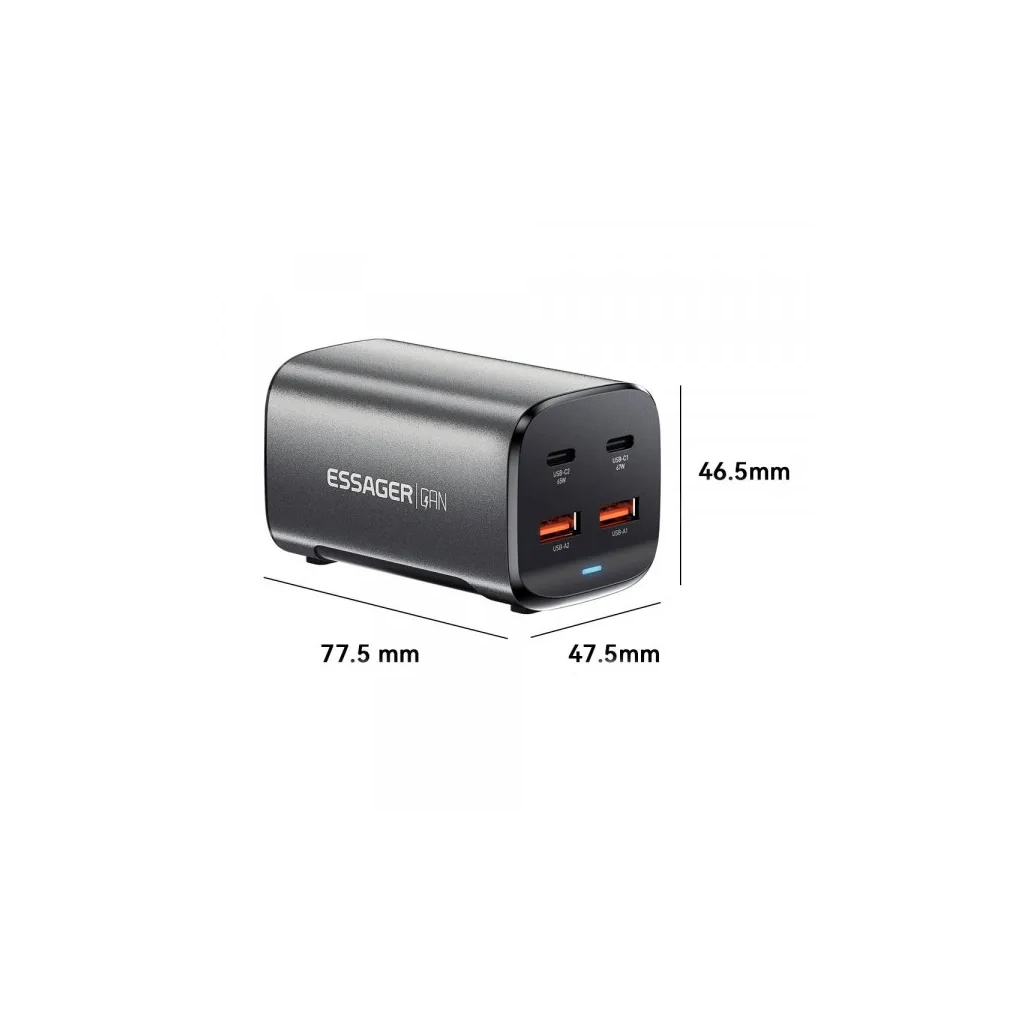 Зарядний пристрій Essager 2xUSB-C + 2xUSB 67W GaN (ECT2AC-JYB0G-Z) фото7