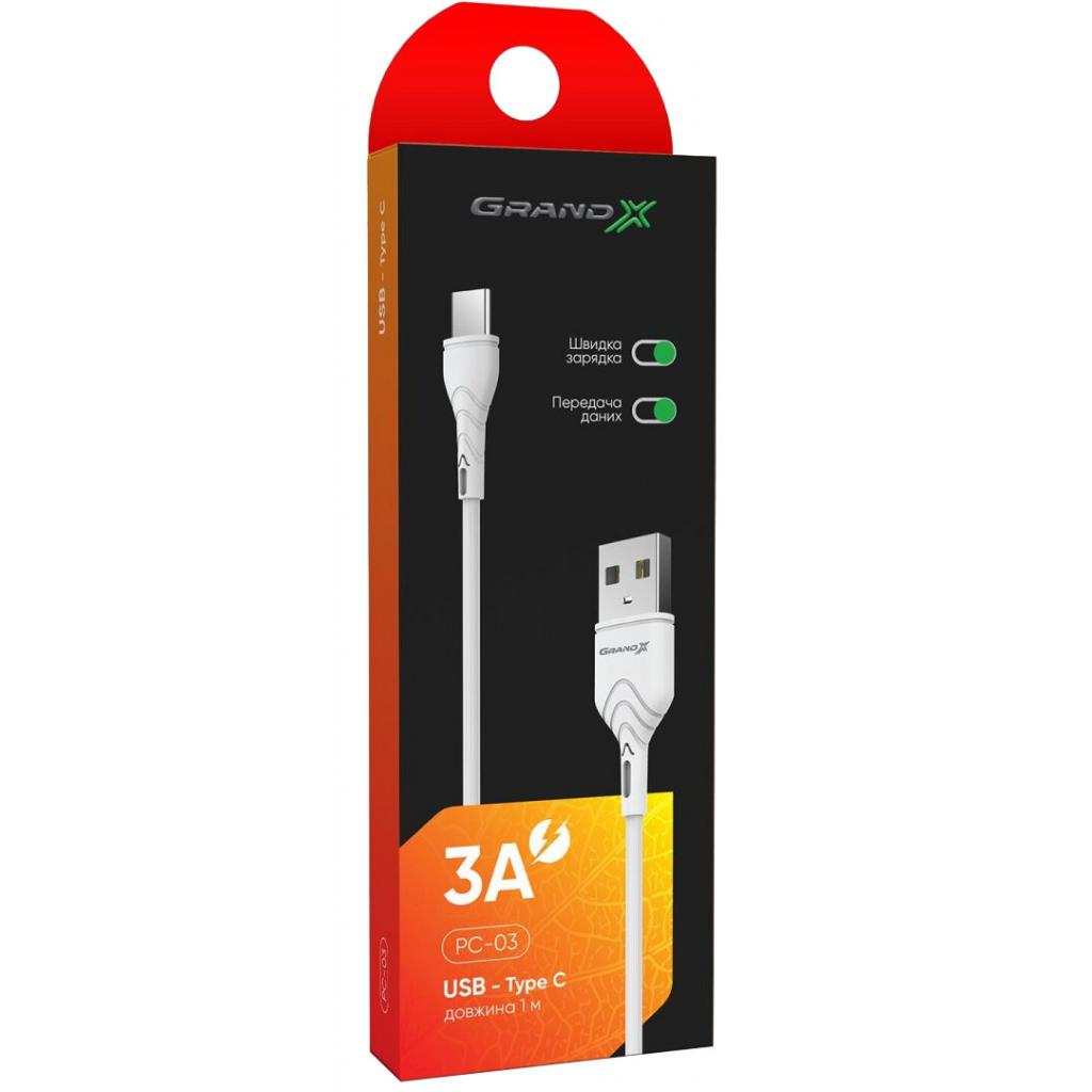 Кабель USB 2.0 AM to USB-C 1.0m White Grand-X (PC-03W) фото
