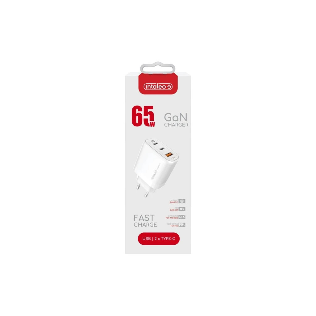 Зарядное устройство Intaleo 65W GAN 2USB-C PD+USB-A QC 3.0 white (1283126559525) фото