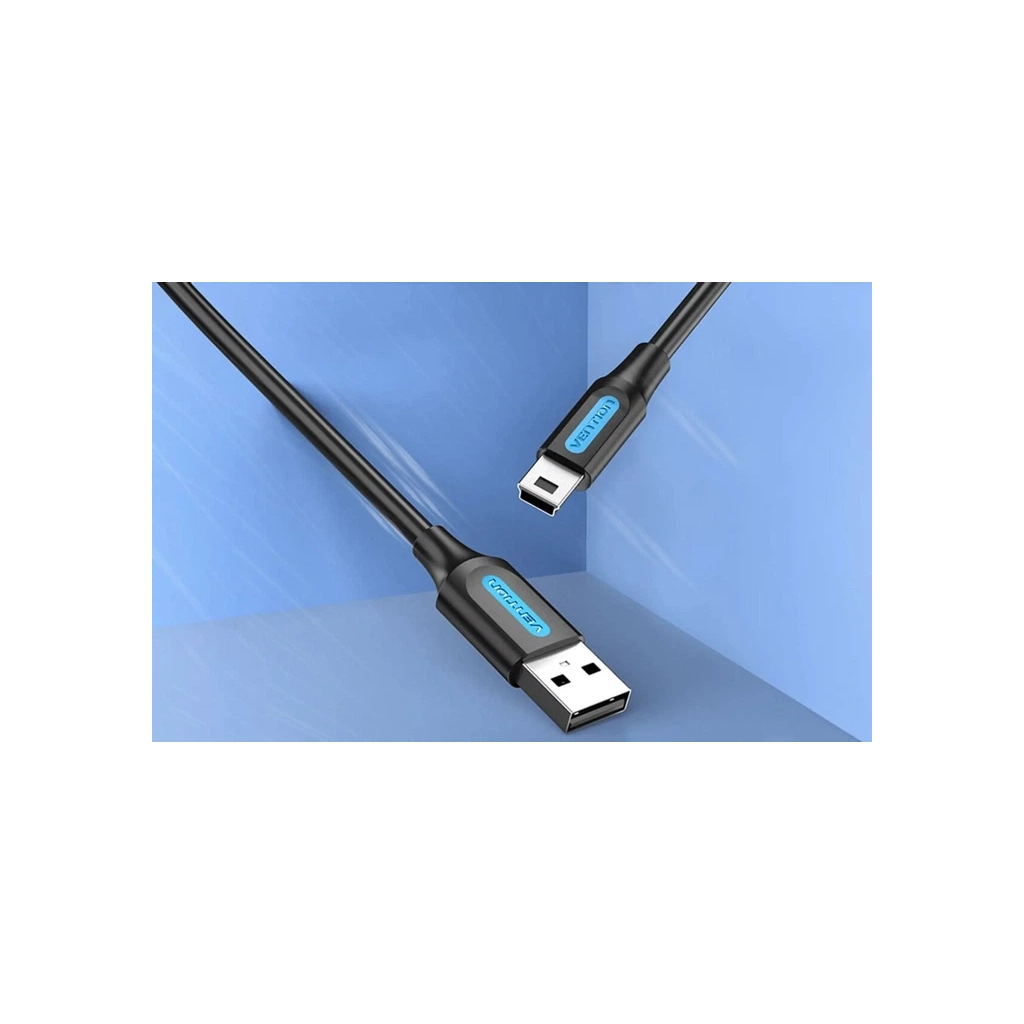 Кабель USB 2.0 AM to Mini 5P 0.5m black Vention (COMBD) фото2