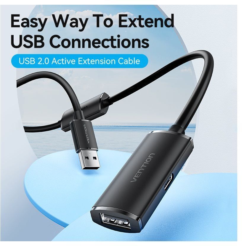 Кабель USB 2.0 AM/AF 15.0m Active black Vention (CBKBN) фото4