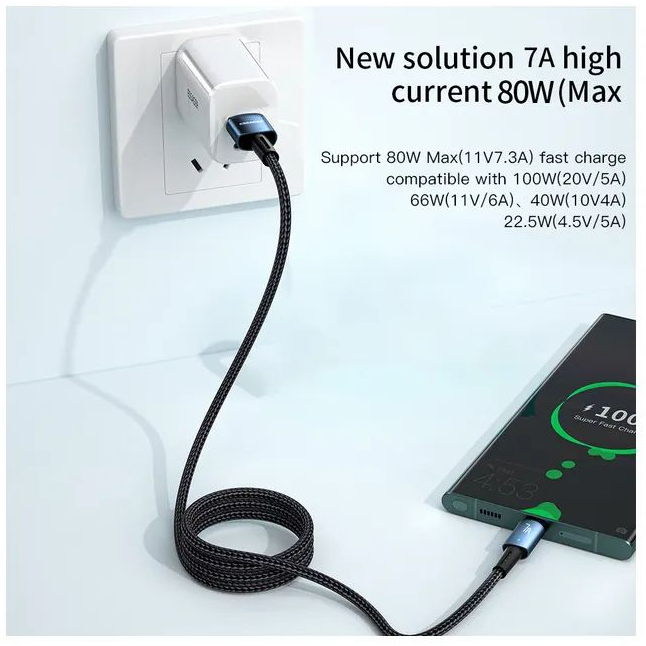 Дата кабель Essager USB 2.0 AM to USB-C 2.0m 100W blue (EXC7A-CGA03-P) фото