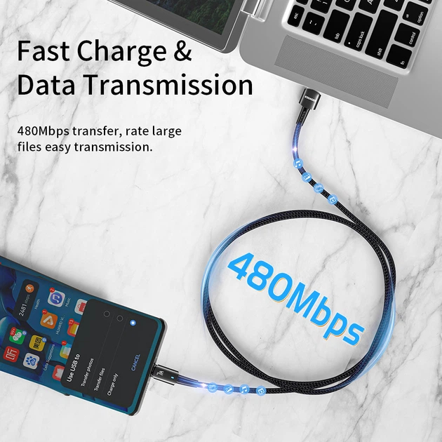 Дата кабель Essager USB 2.0 AM to USB-C 2.0m 100W blue (EXC7A-CGA03-P) фото