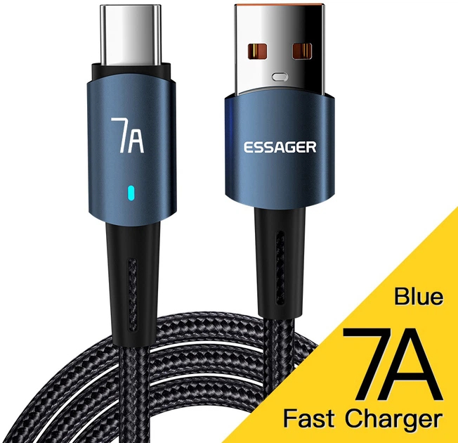 Дата кабель Essager USB 2.0 AM to USB-C 2.0m 100W blue (EXC7A-CGA03-P) фото