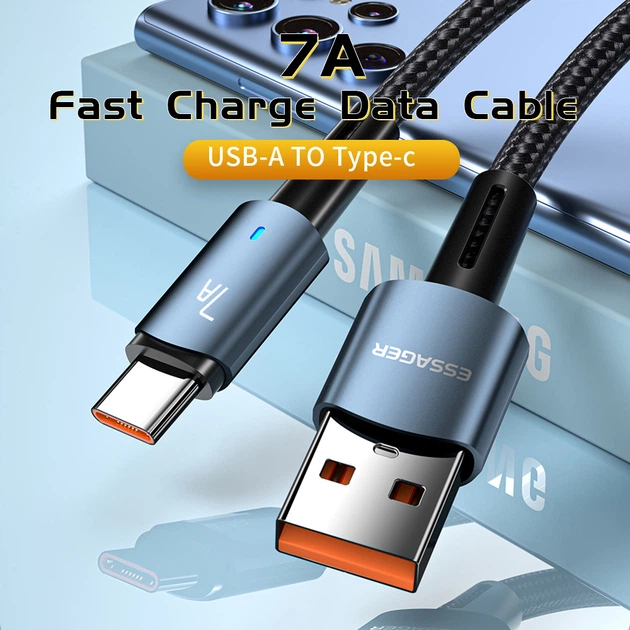 Дата кабель Essager USB 2.0 AM to USB-C 2.0m 100W blue (EXC7A-CGA03-P) фото