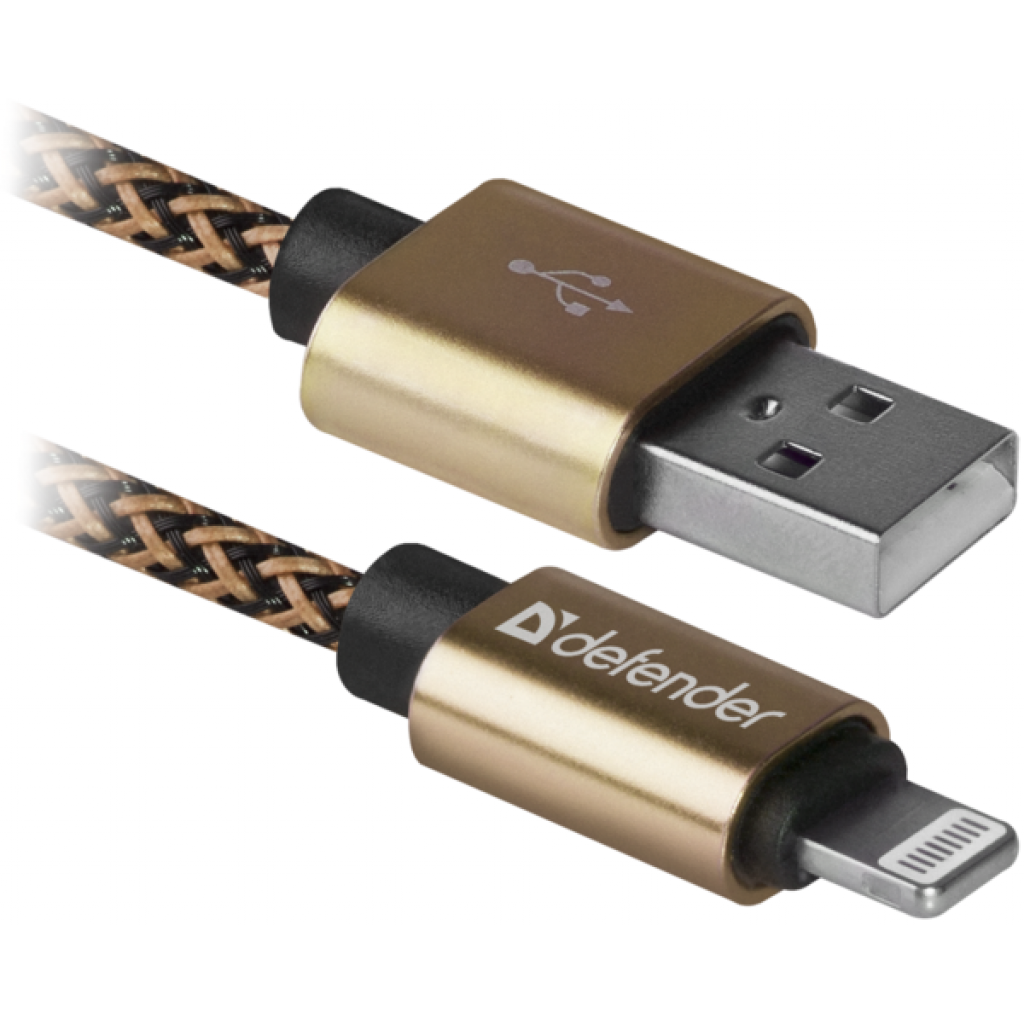 Кабель USB 2.0 AM to Lightning 1.0m gold Defender (87806) фото