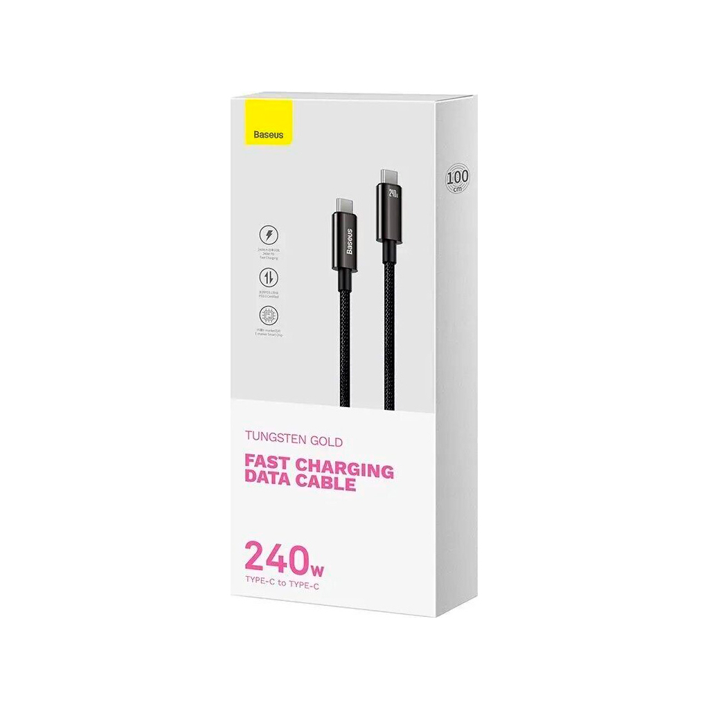 Кабель USB-C to USB-C 1.0m 240W Black Baseus (CAWJ040001) фото6