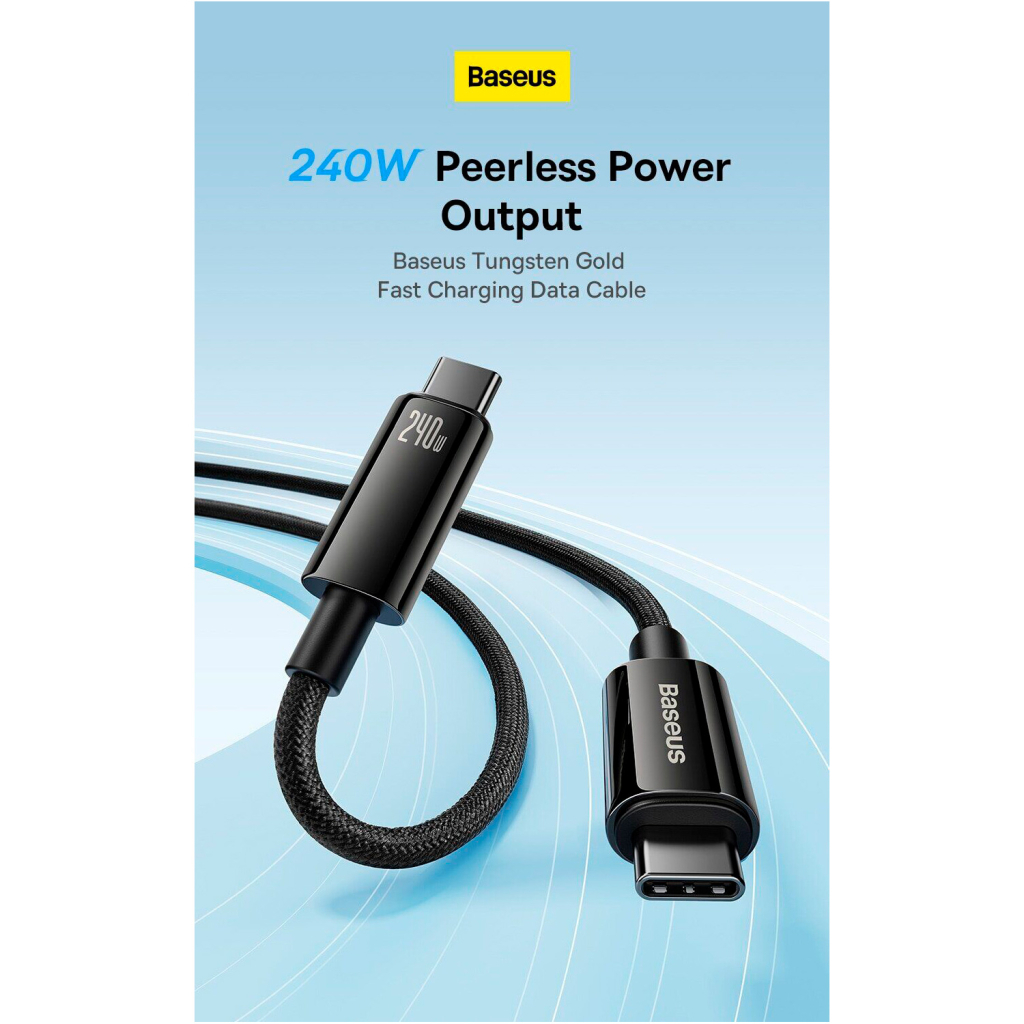 Кабель USB-C to USB-C 1.0m 240W Black Baseus (CAWJ040001) фото7
