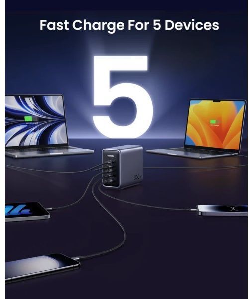 Зарядний пристрій Ugreen 5xUSB 300W Nexode (5хUSB-C) CD333 (90903B) фото5