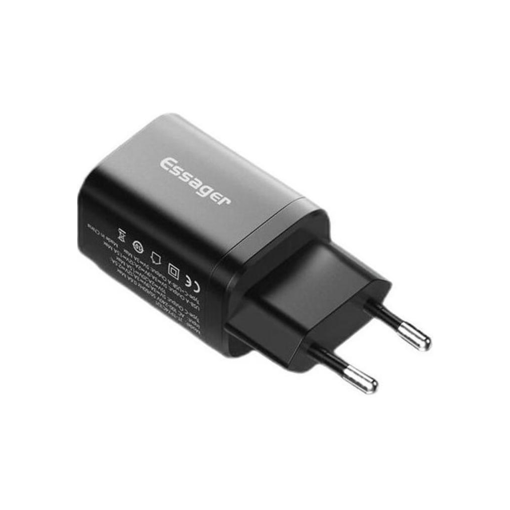 Зарядний пристрій Essager 1xUSB + 1xUSB-C PD30W black (ECTPQS-ZTB01) фото2