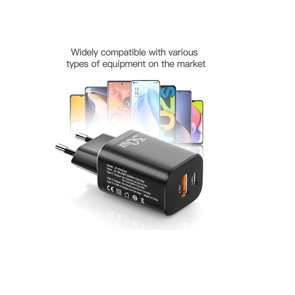 Зарядний пристрій Essager 1xUSB + 1xUSB-C PD30W black (ECTPQS-ZTB01) фото7