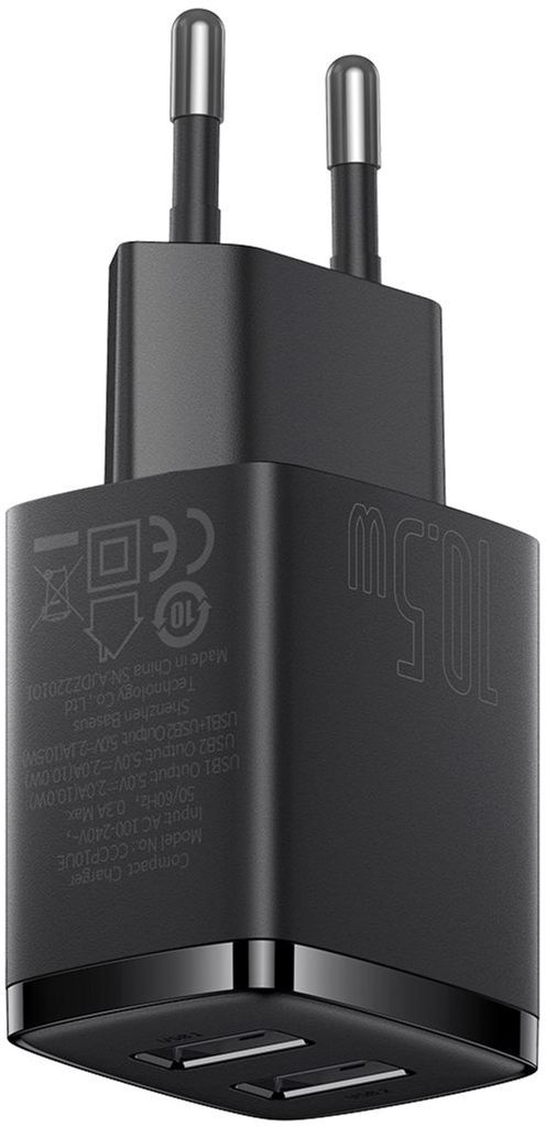 Зарядний пристрій Baseus Compact Charger 2U Black (CCXJ010201) фото