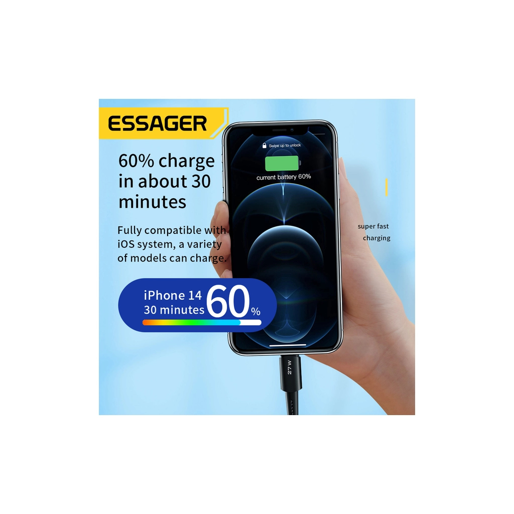Кабель USB-C to Lightning 2.0m 20W black Essager (EXCTL-CGA01) фото5