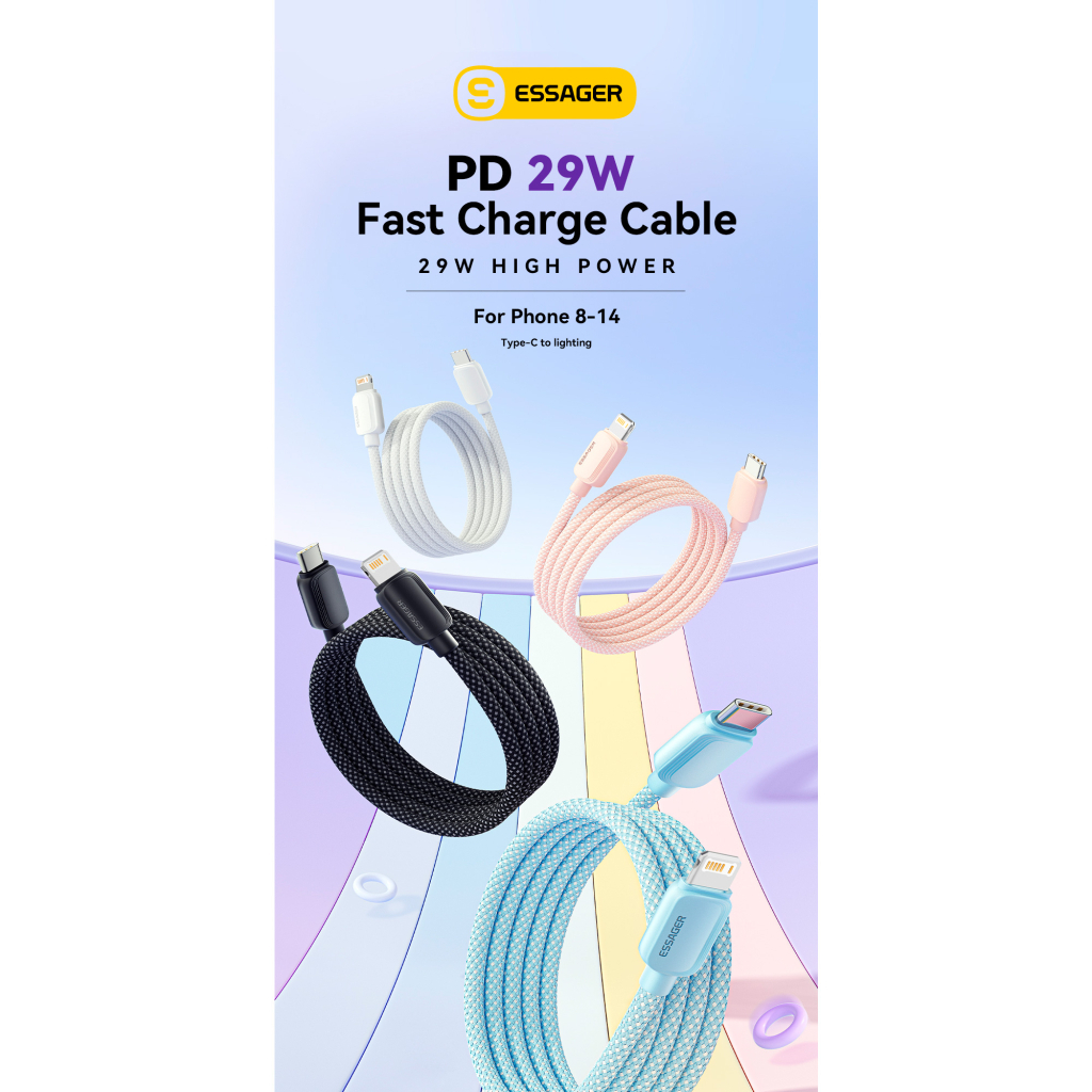 Кабель USB-C to Lightning 2.0m 20W white Essager (EXCTL-WLA02-P) фото2