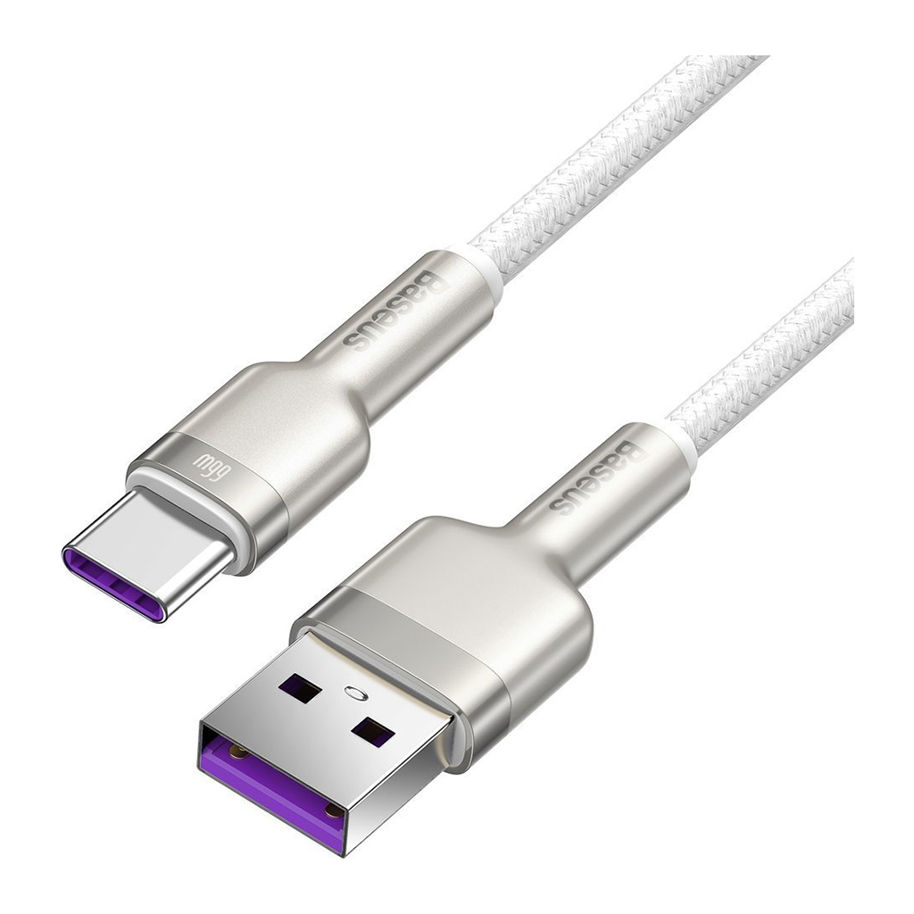 Кабель USB to USB-C 1.0m 6A 66W white Baseus (CAKF000102) фото