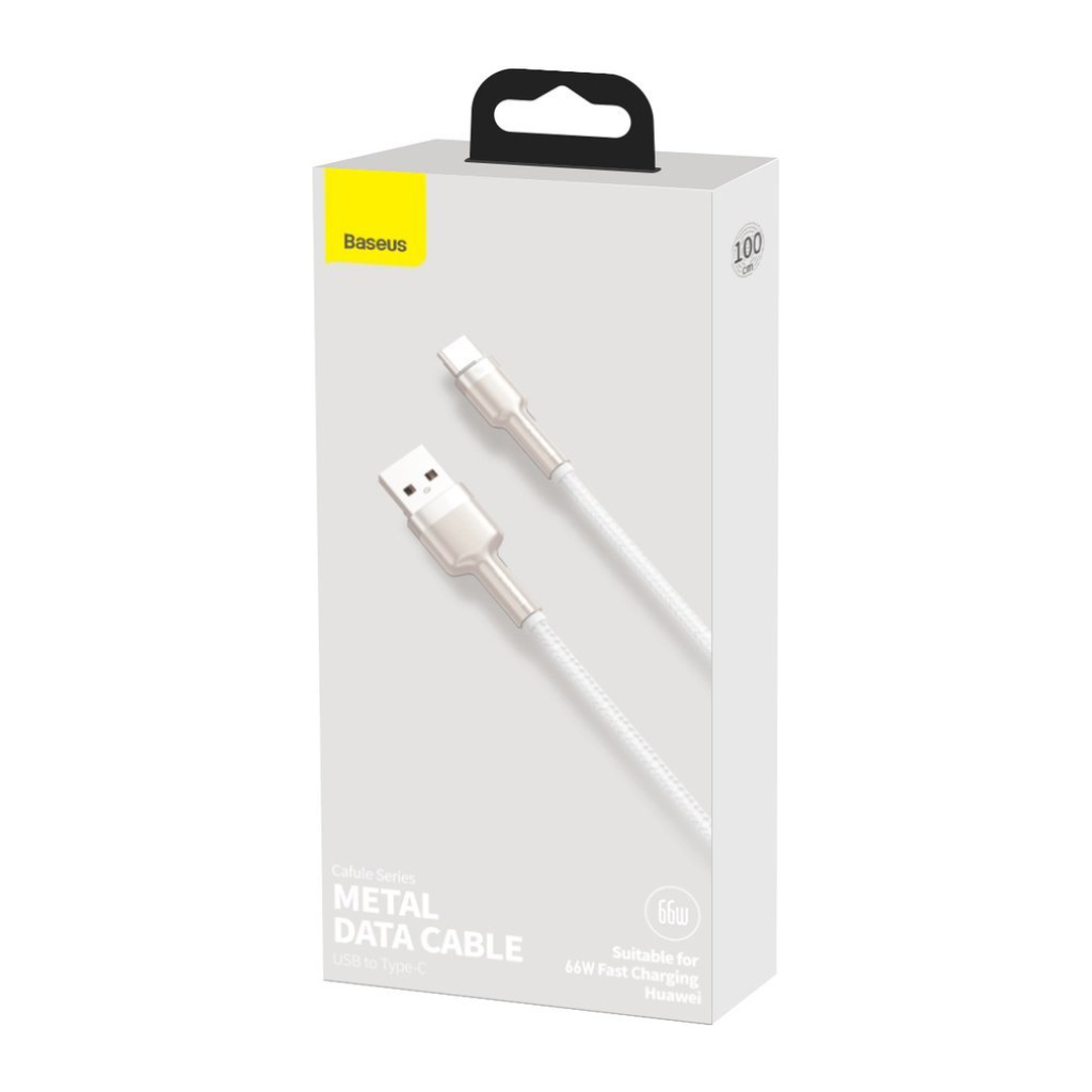 Кабель USB to USB-C 1.0m 6A 66W white Baseus (CAKF000102) фото