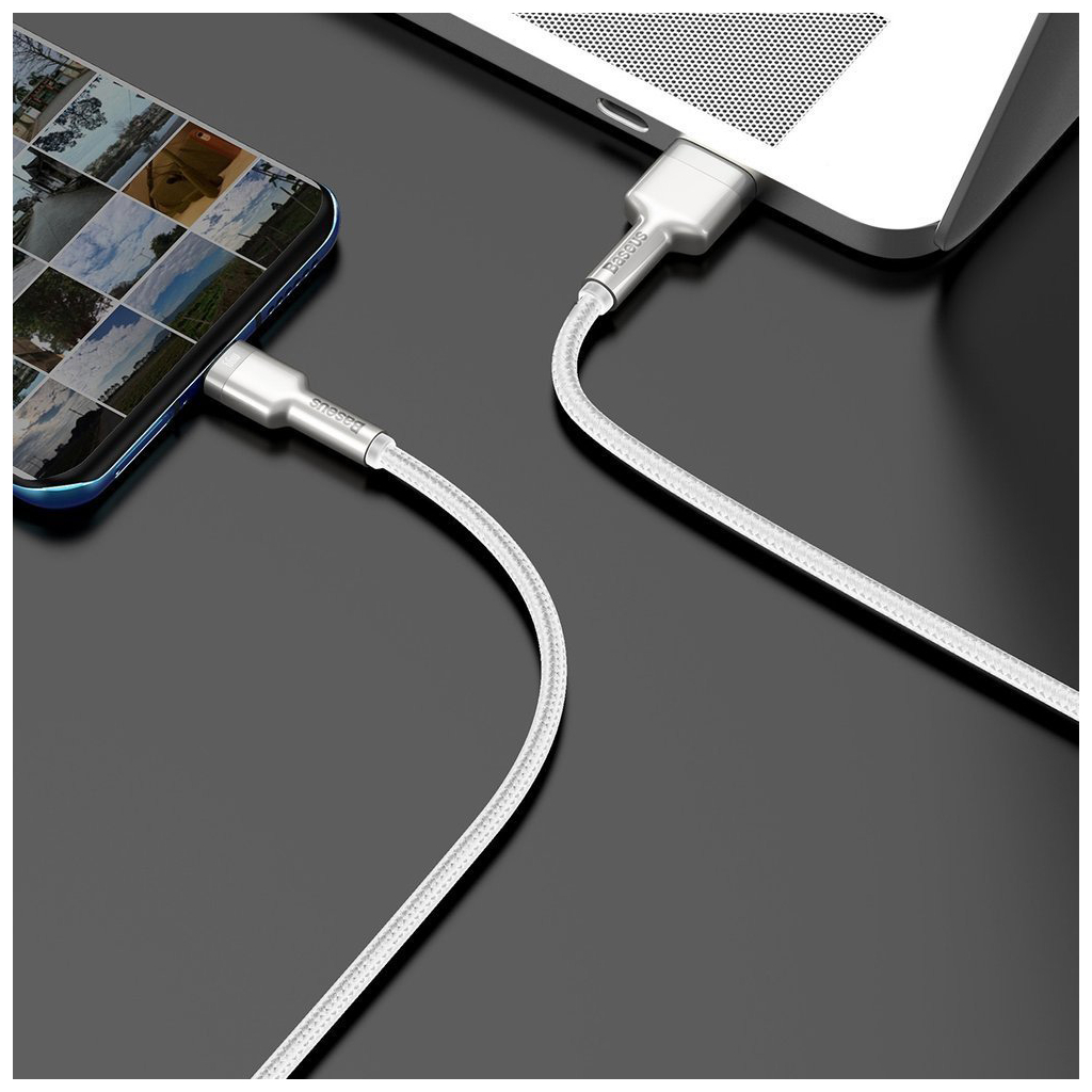 Кабель USB to USB-C 1.0m 6A 66W white Baseus (CAKF000102) фото