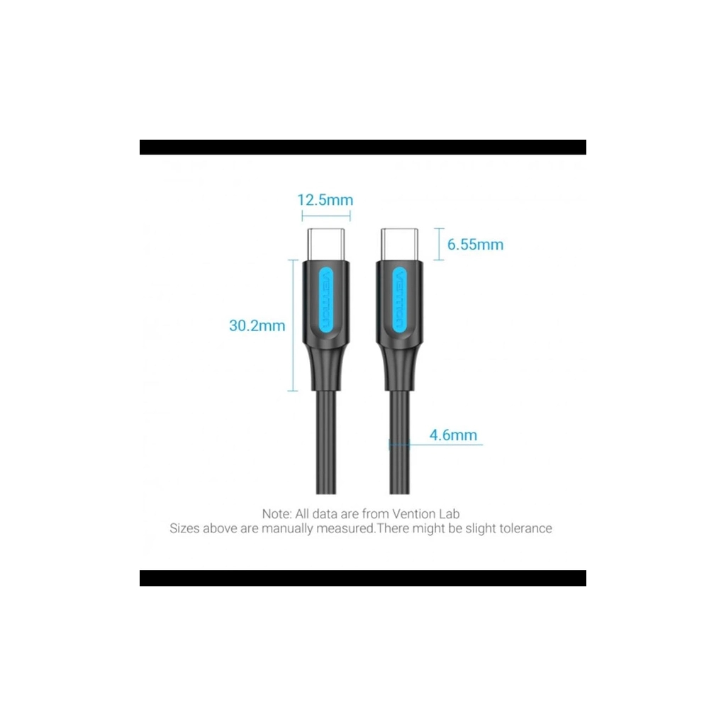 Кабель USB-C to USB-C 1.5m 5A black Vention (COTBG) фото