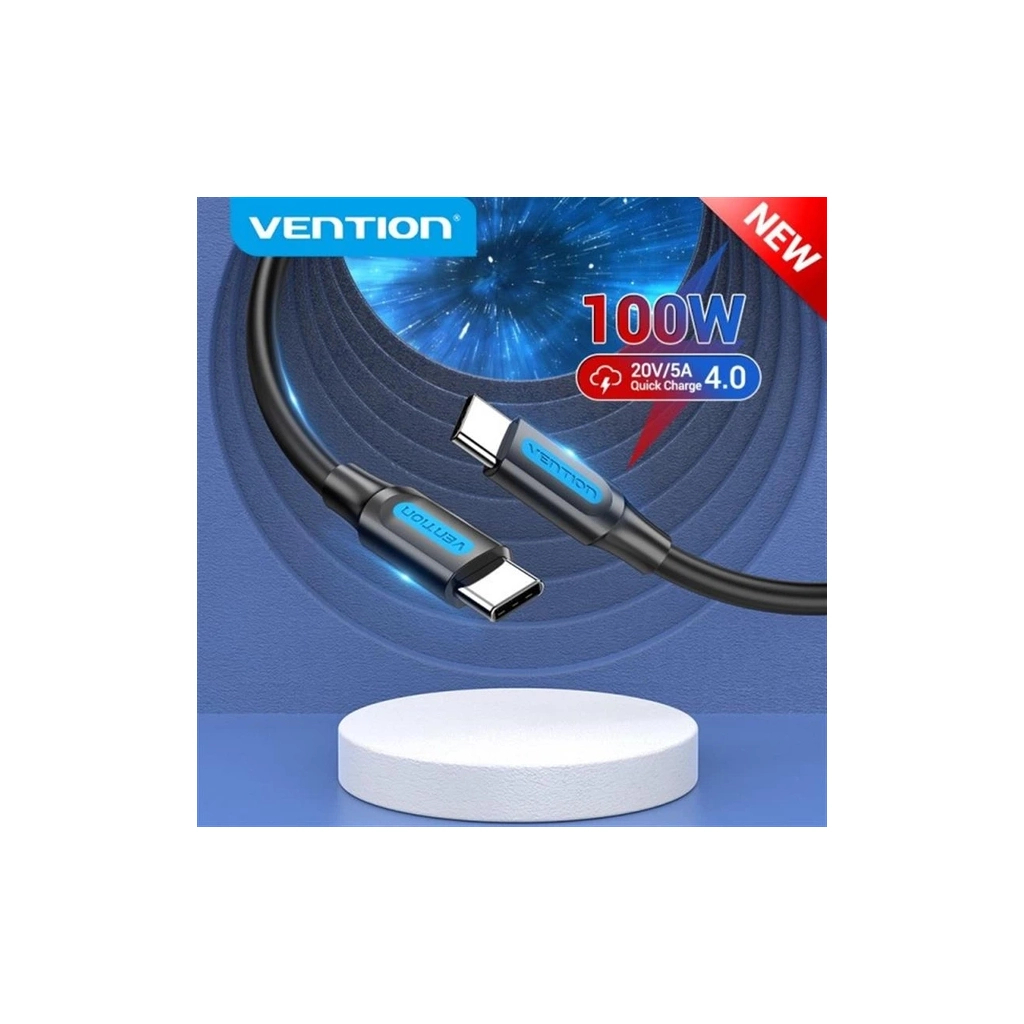 Кабель USB-C to USB-C 1.5m 5A black Vention (COTBG) фото