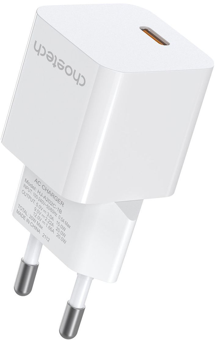 Зарядний пристрій Choetech GaN USB-C 20W QC3.0/PD/PPS (PD5010-EU-WH) фото2