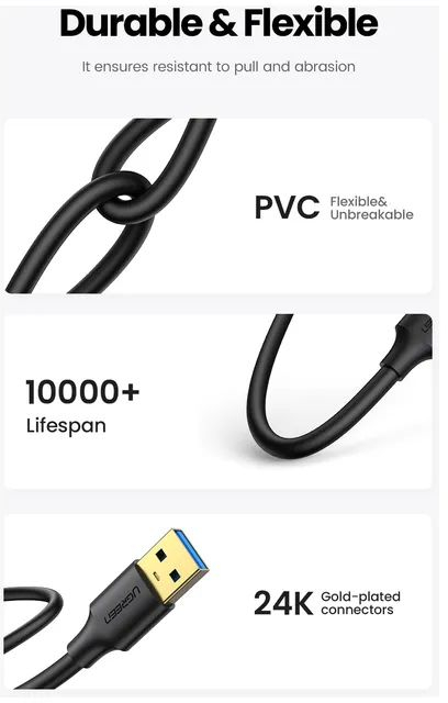 Дата кабель Ugreen USB 3.0 AM/AM 2.0m US128 black (10371) фото5