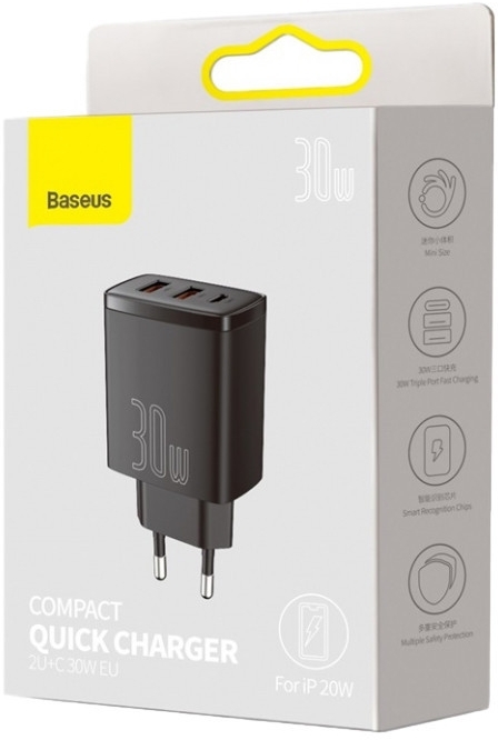 Зарядний пристрій Baseus Compact Quick Charger 2U+C (CCXJ-E01) фото5