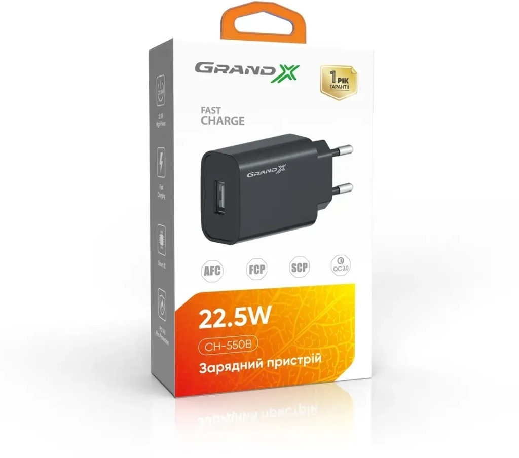 Зарядное устройство Grand-X Quick Charge QС3.0 22.5W 1.5A USB (CH-550B) фото2