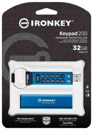 Флеш-накопитель USB3.2 32GB Kingston IronKey Keypad 200 Type-A Blue (IKKP200/32GB) фото3
