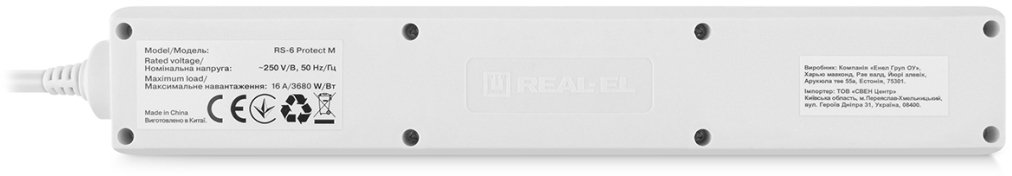 Фільтр живлення REAL-EL RS-6 Protect M 1.8м White (EL122300031) фото11