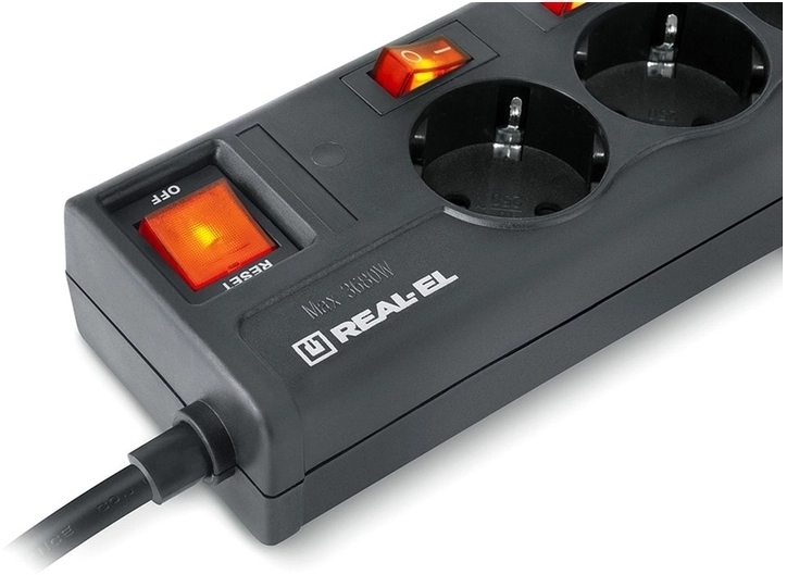 Фільтр живлення REAL-EL RS-6 Extra 1.8 м чорний фото5