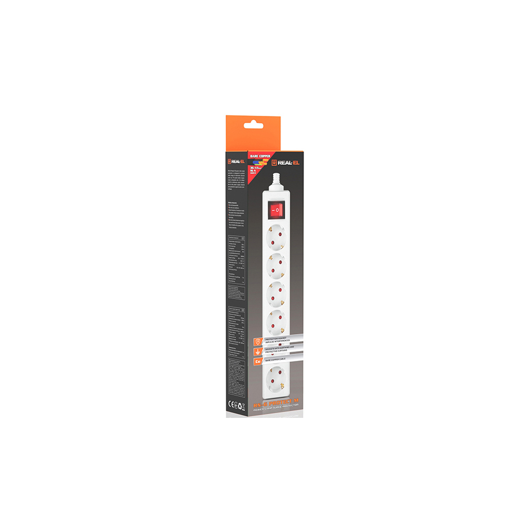 Фільтр живлення REAL-EL RS-6 Protect M 3м White (EL122300033) фото12