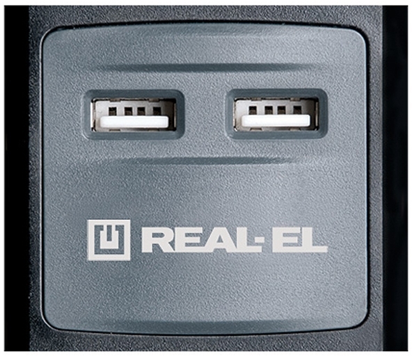 Фільтр живлення REAL-EL RS-3 USB Charge 1.8m Black фото6