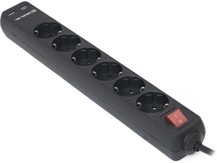 Фільтр живлення REAL-EL RS-6 Protect USB 5 м Black фото2