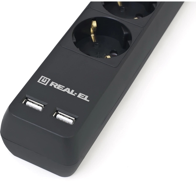 Фільтр живлення REAL-EL RS-6 Protect USB 5 м Black фото6